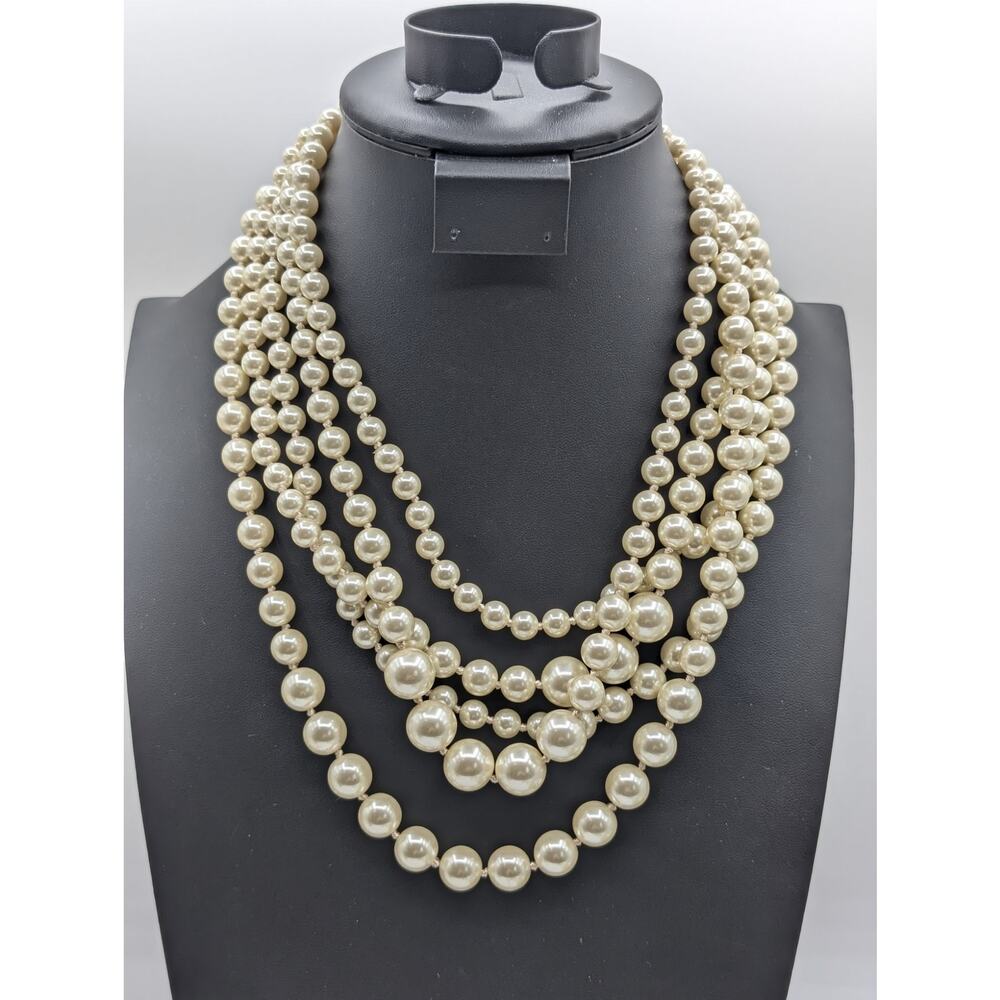 J. Crew Always Classic Timeless Five Strand Faux Pearl 19" Necklace - Picture 5 of 5